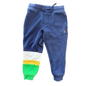 Polo Ralph Lauren Kids Navy Blue Colorblock Fleece Jogger Sweatpants Size 4
